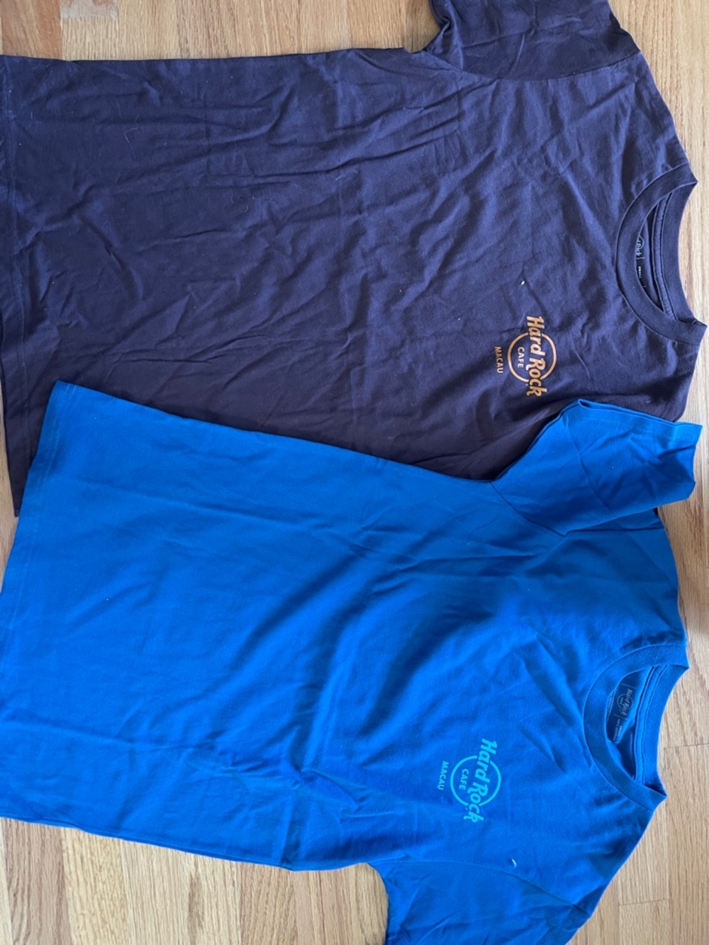 Hard Rock Cafe Macau - Brown & Bright Blue Logo Tee Pair